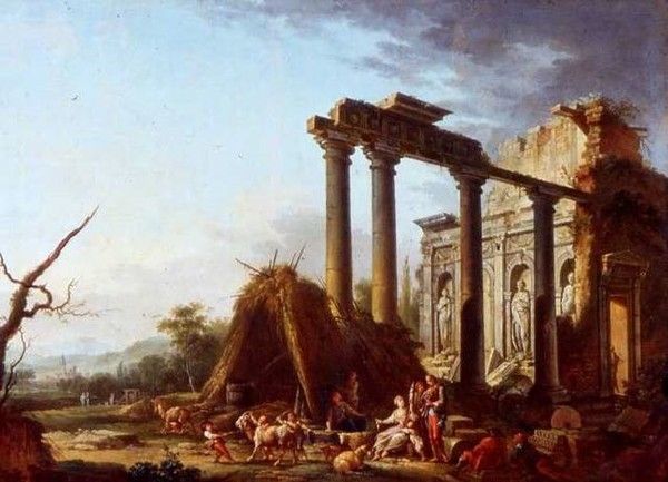 Jean-Baptiste Claudot : La colonnade en ruines (1764)