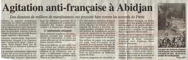 Agitaion anti-française à Abidjan