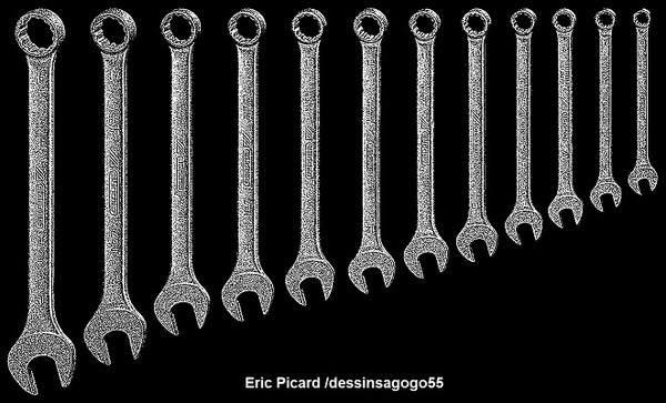 Lot De 10 Clés à Fourche (Clé Crowfoot) 10-19mm - Tête Carrée 3/8" - Acier Chrome Vanadium - QWORK