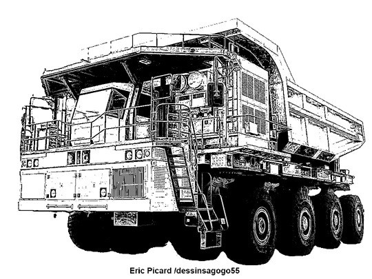 WTW220E, un camion minier chinois à seize roues.