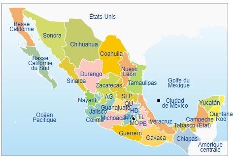 Mexique : divisions administratives