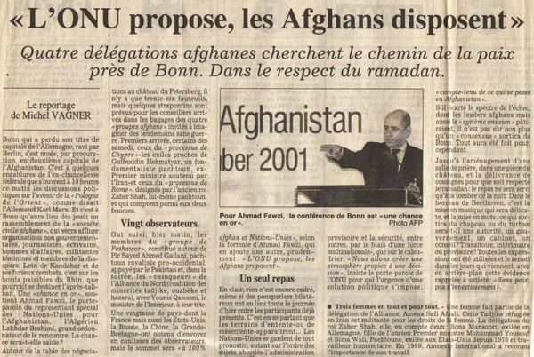 L'O N U propose, les Afghans disposent