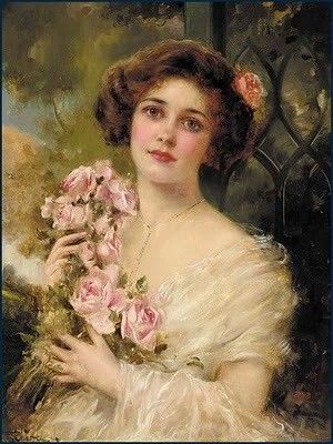 Emile Vernon : Jeune femme aux roses