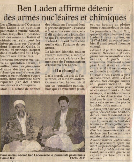 Ben Laden affirme détenir des armes nucléaires et chimiques